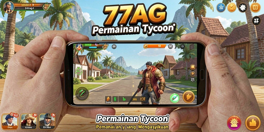 Tampilan gameplay menarik dari 77AG dengan berbagai fitur Tycoon.