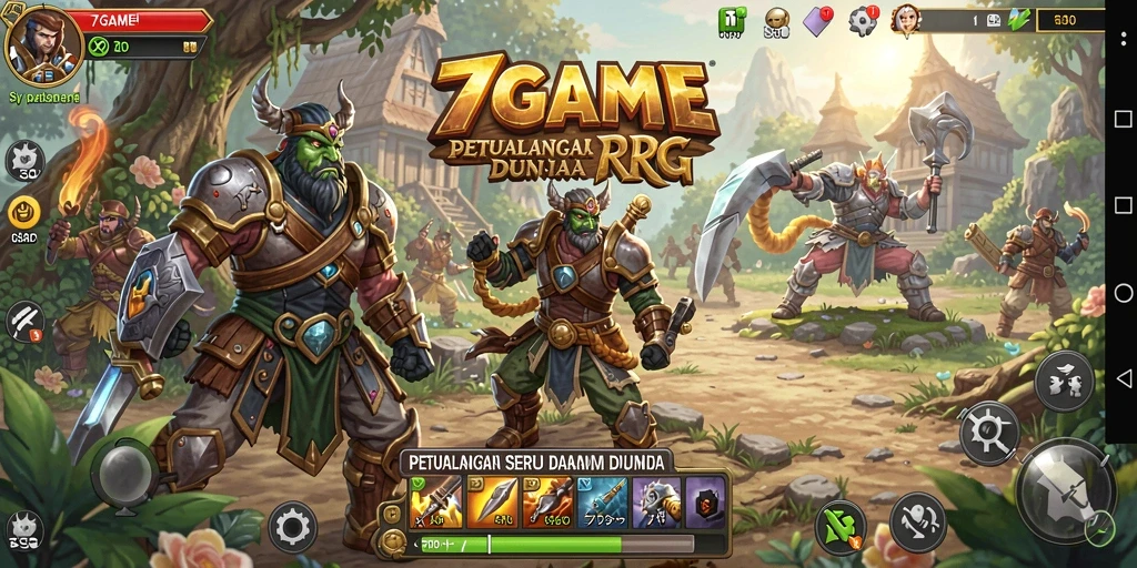 Screenshot gameplay dari 7GAME menampilkan aksi RPG yang mendebarkan.