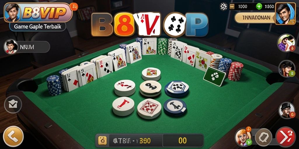 Tangkapan layar utama B8VIP menampilkan gameplay Gaple yang menarik.