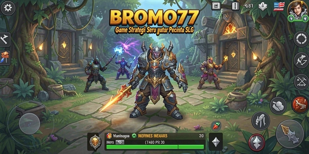 Tangkapan layar dari gameplay seru BROMO77 yang menunjukkan strategi dan pertempuran.