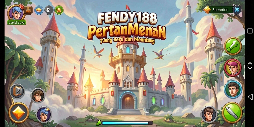 Tampilan gameplay menegangkan di FENDY188 dengan menara dan musuh yang beragam.