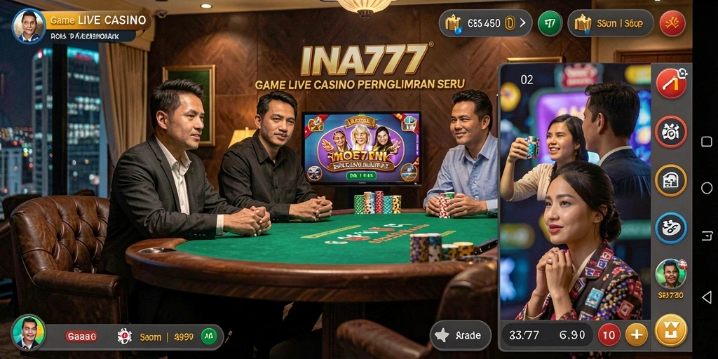 Screenshot permainan Live Casino dengan dealer langsung yang interaktif.