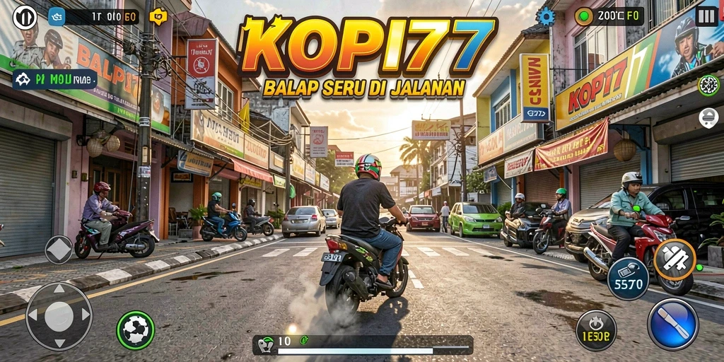 Tampilan gameplay KOPI77 yang seru dan mendebarkan saat balapan.