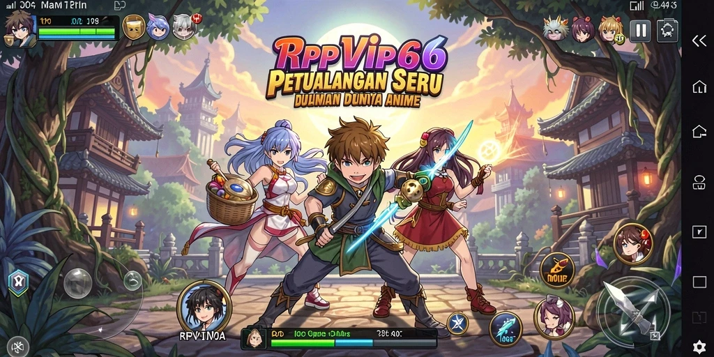 Screenshot RPVIP6 menampilkan karakter anime dalam pertempuran sengit.