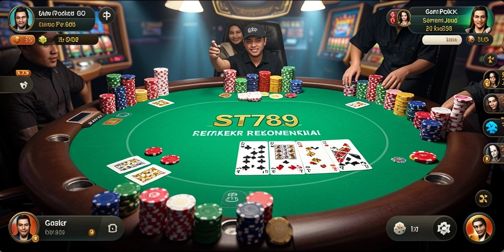 Tampilan dinamis gameplay poker di ST789 yang menegangkan.