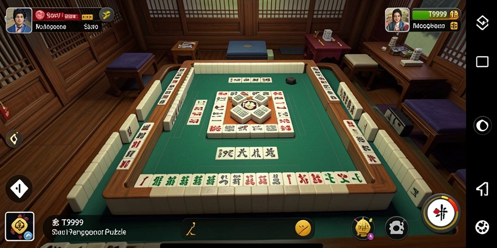 Gameplay T9999 menampilkan suasana bermain Mahjong yang menyenangkan.