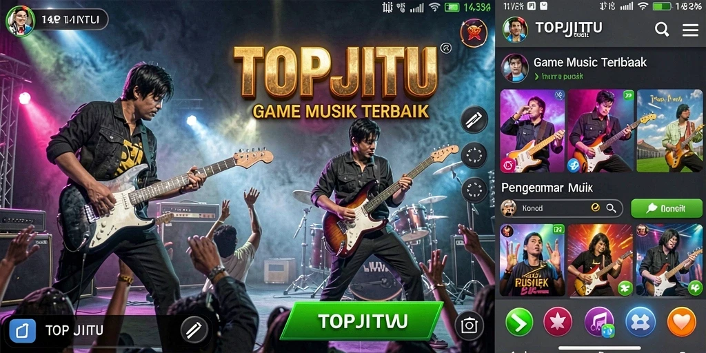 Screenshot gameplay TOPJITU menampilkan pemain yang asyik mengikuti irama musik.